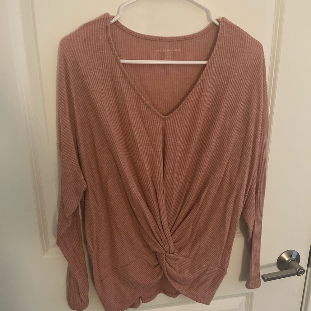 Pink Twist Front Sweater